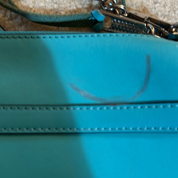 Aqua laser-cut leather Rebecca Minkoff M.A.C. crossbody bag w/ silver hardware - Picture 11 of 12